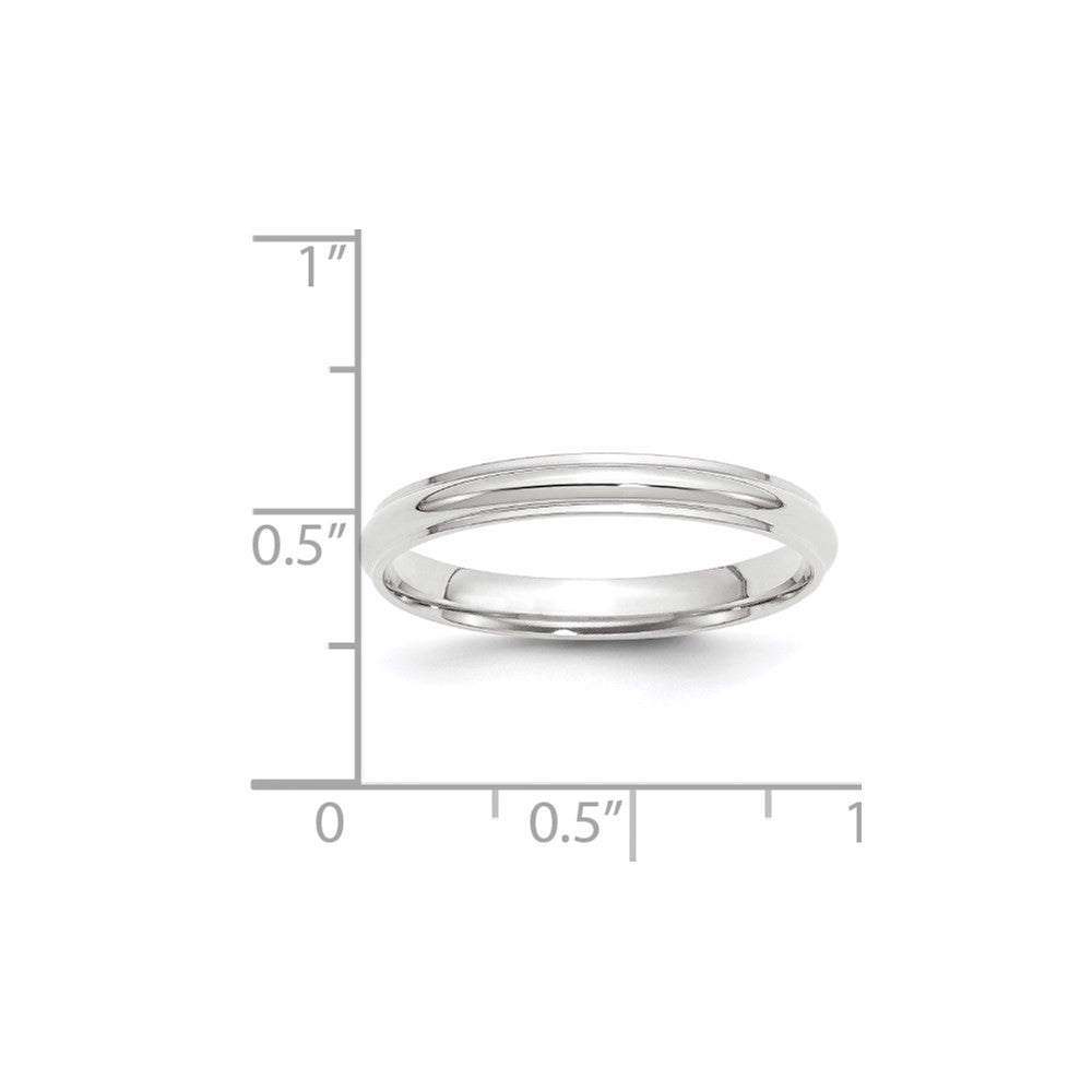 14k White Gold 3mm Half Round with Edge Wedding Band Ring Size 10.5