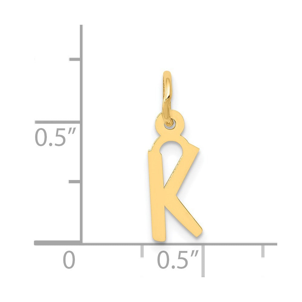 14k Yellow Gold Small Slanted Block Letter K Initial Charm Pendant