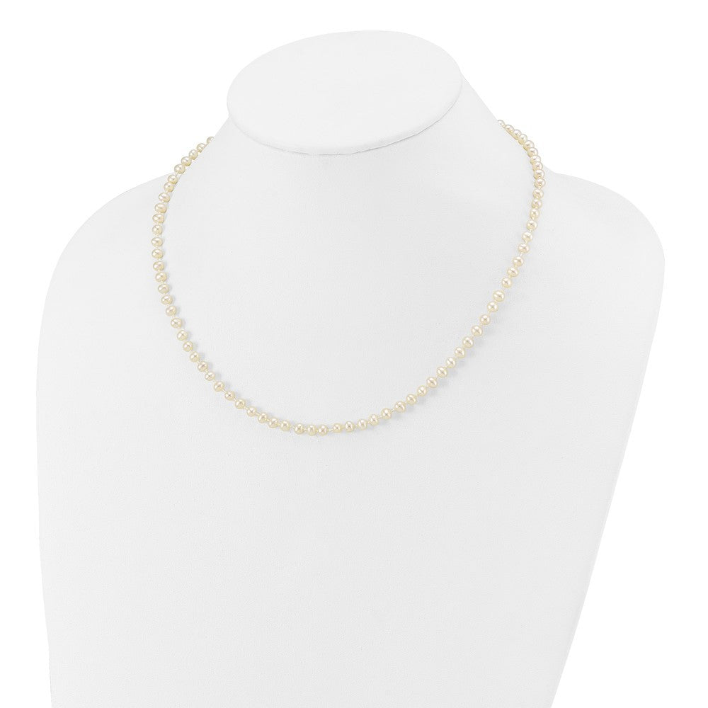 14k Yellow Gold 3-4mm White Semi-Round Cultured Pearl Necklace 16"