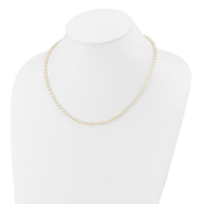 14k Yellow Gold 3-4mm White Semi-Round Cultured Pearl Necklace 16"