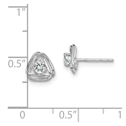 14k White Gold White Topaz Stud Earrings Gift for Women