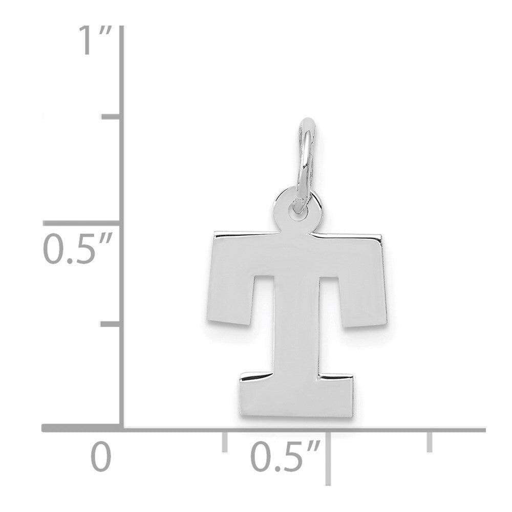 14k White Gold Small Block Letter T Initial Charm Pendant for Women