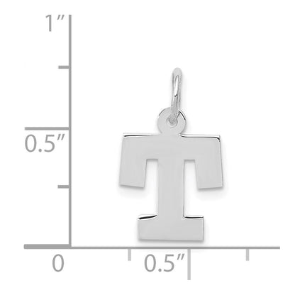 14k White Gold Small Block Letter T Initial Charm Pendant for Women