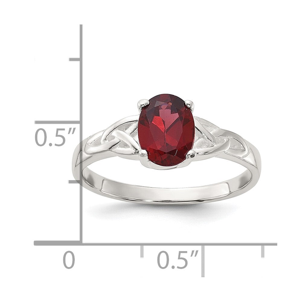 Sterling Silver Polished Garnet Ring Size 8