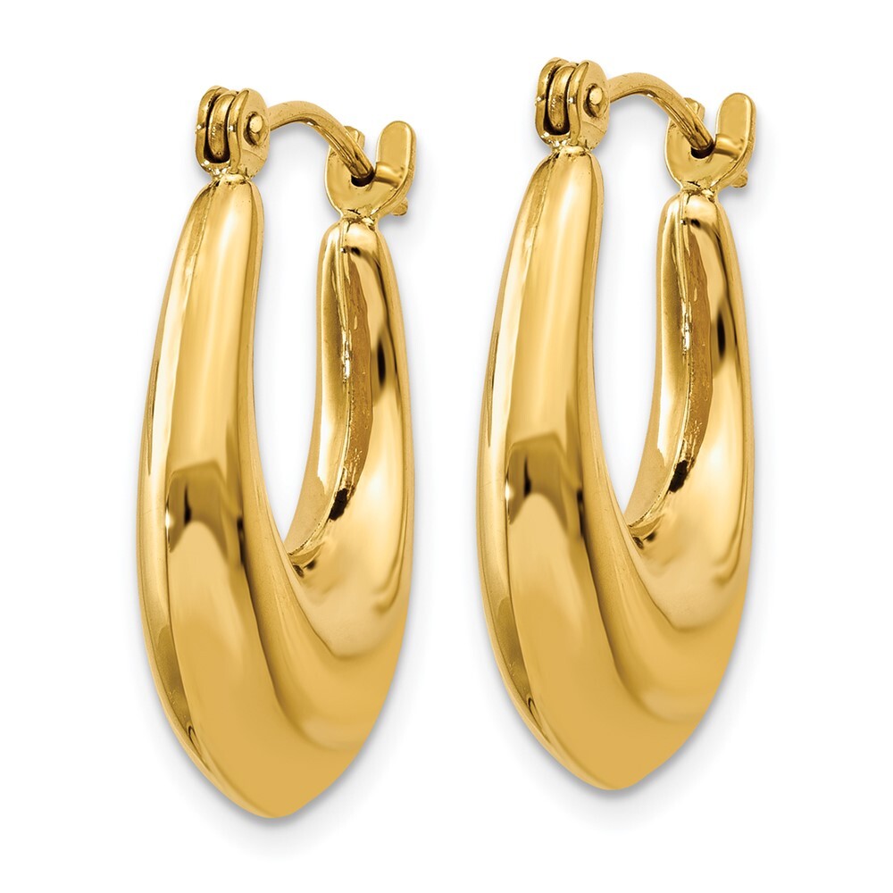 14k Yellow Gold Polished Hoop Earrings Gift for Women