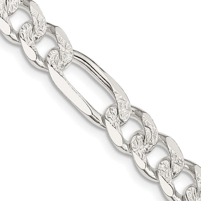 Sterling Silver 8mm Pav� Flat Figaro Chain