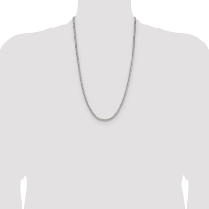 Sterling Silver 3.5mm Diamond-cut Square Spiga Chain