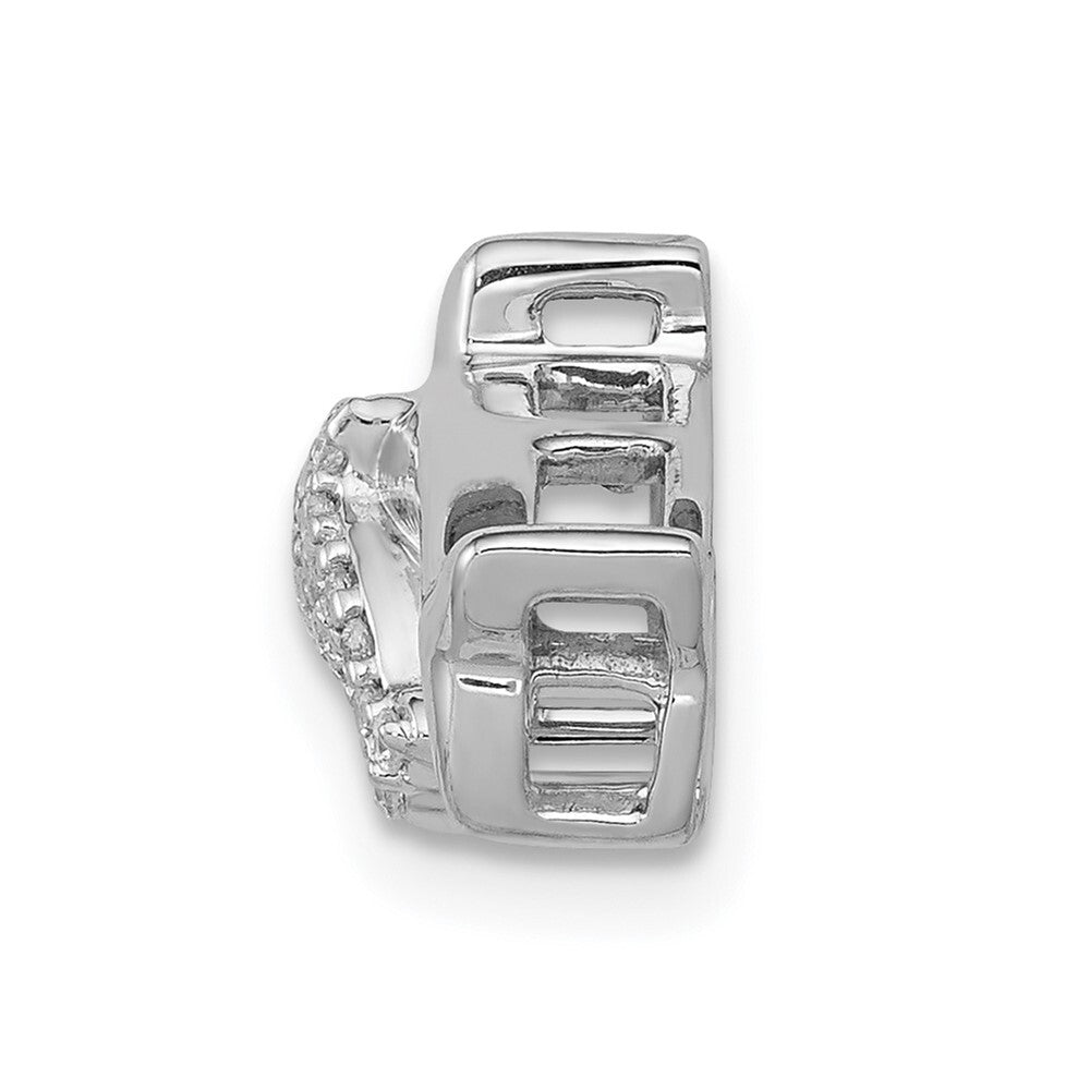 14k White Gold Diamond Dolphins Chain Slide Pendant for Women
