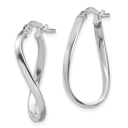 14k White Gold Polished 2mm Wavy Hoop Earrings Gift for Women