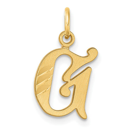 14k Yellow Gold Diamond-cut Letter G Initial Charm Pendant for Women