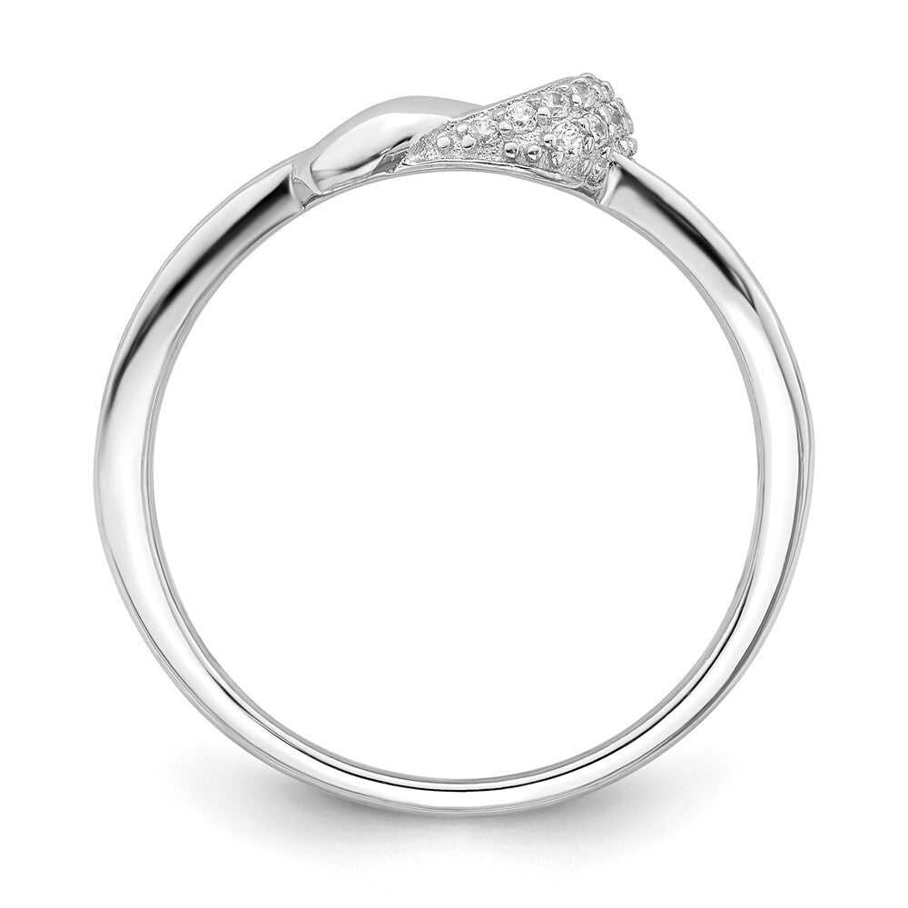 Sterling Silver Polished Rhodium-plated CZ Knot Ring Size 8