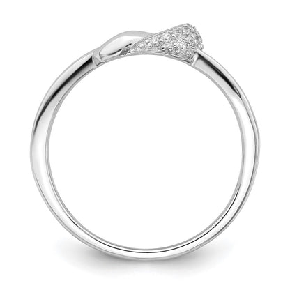 Sterling Silver Polished Rhodium-plated CZ Knot Ring Size 8