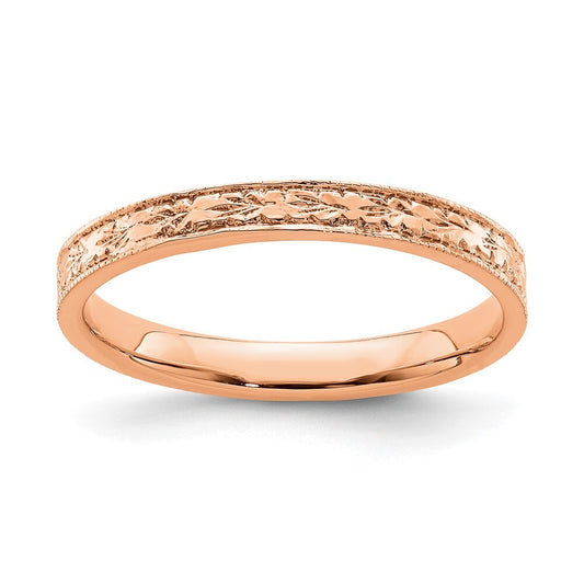 14K Rose Gold Polished Floral Band Size 7