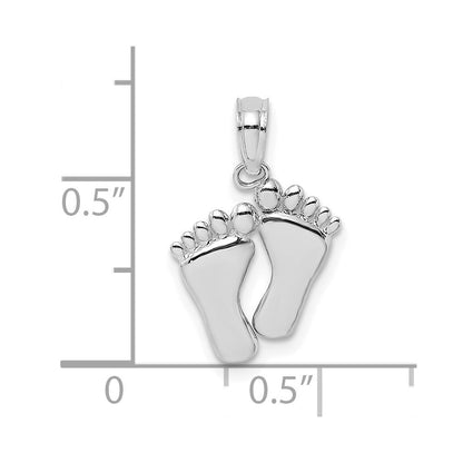 14k White Gold Double Feet Hang Ten Style Charm Pendant