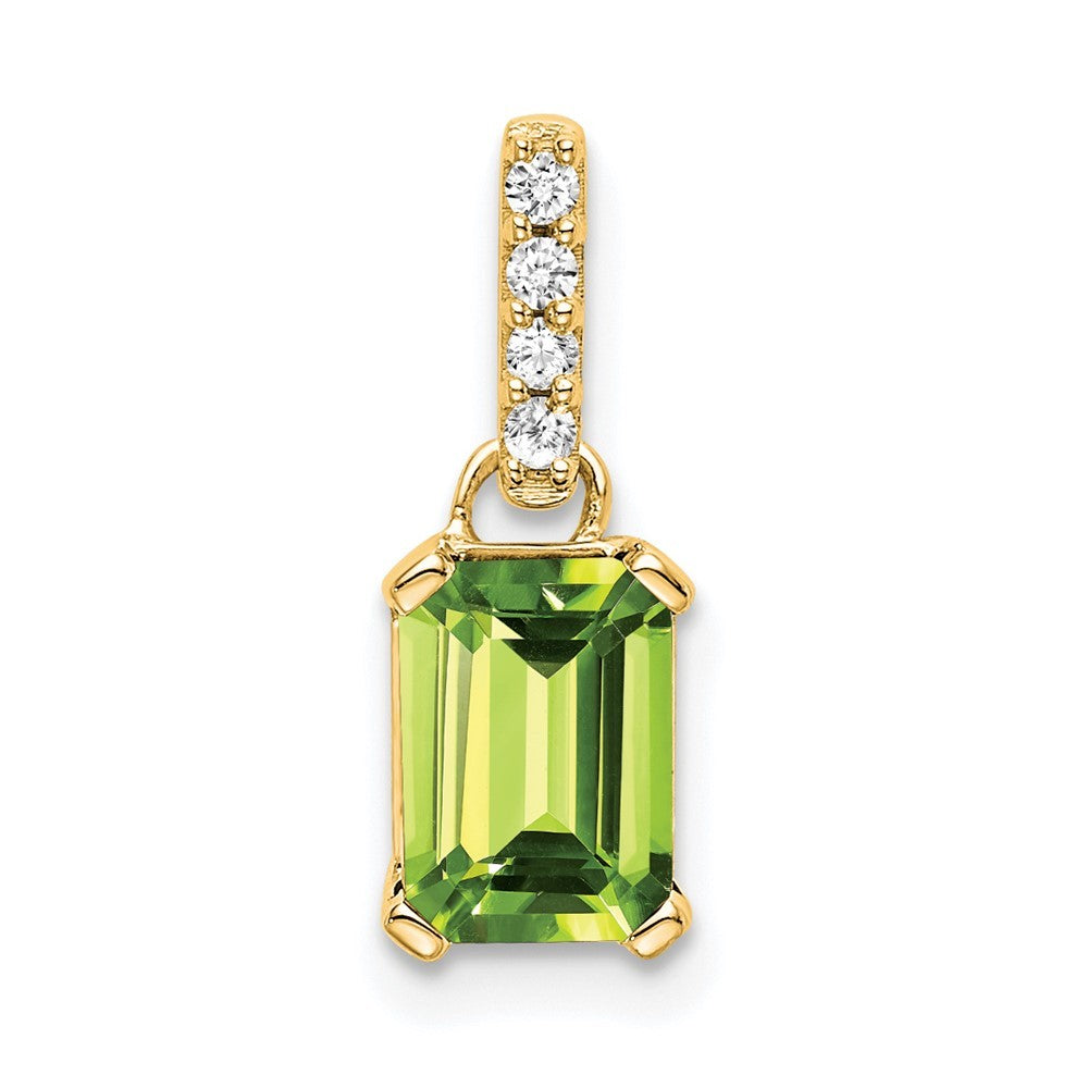 14k Yellow Gold Peridot and Diamond Pendant
