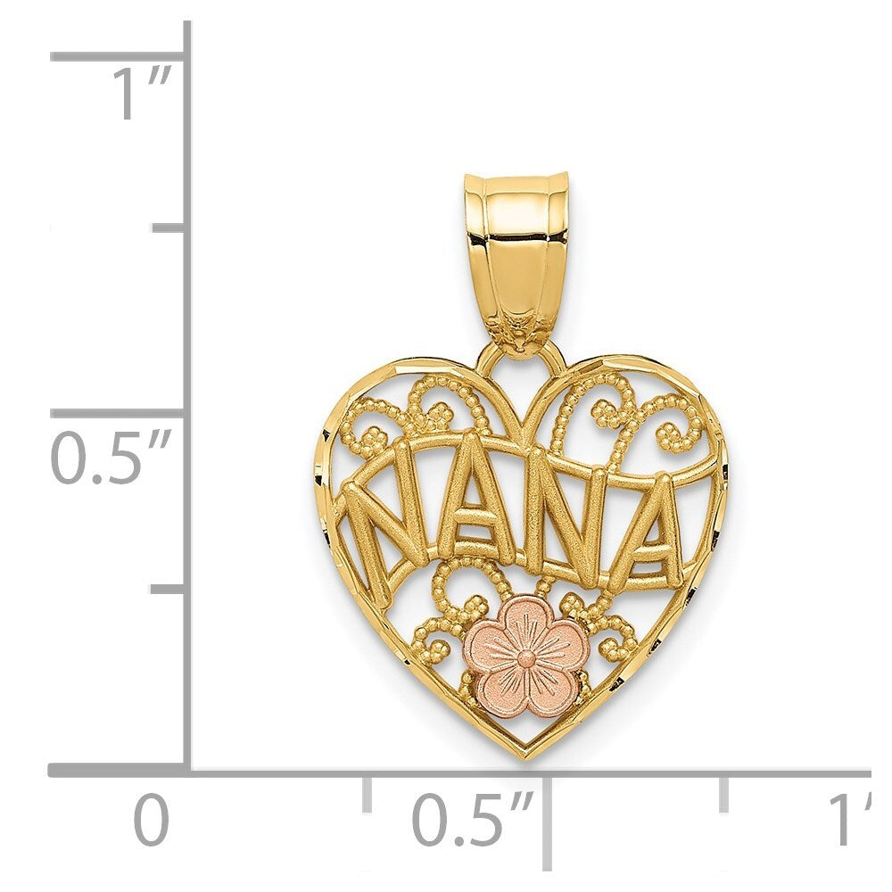 14k Two-tone Gold NANA Heart Pendant for Women