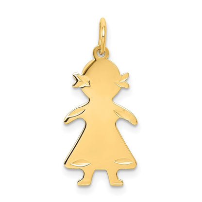 14k Yellow Gold .011 Depth Engravable Girl Charm Pendant for Women