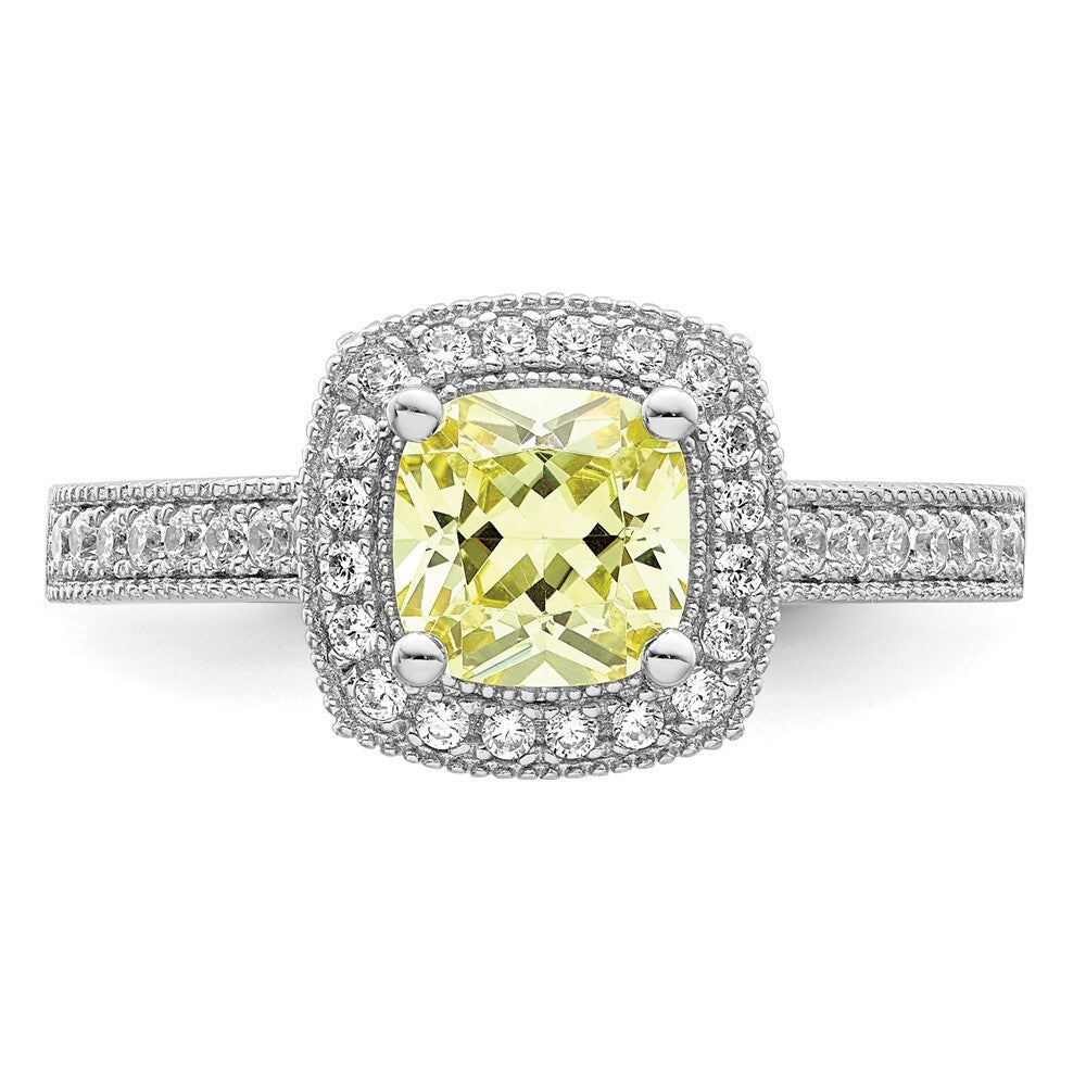 Sterling Silver Rhodium plated White and Yellow CZ Ring Size 7