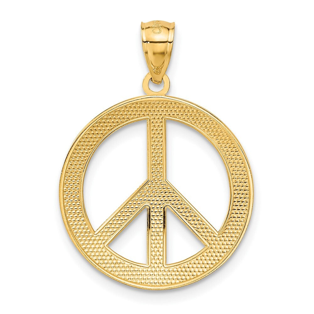14k Yellow Gold PEACE LOVE FAITH HOPE Peace Sign Pendant for Women