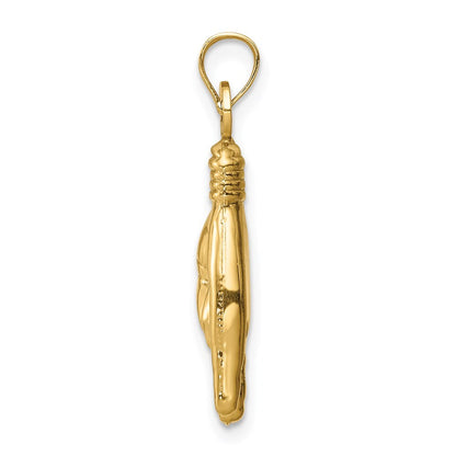 14k Yellow Gold 3D Hollow Rock On Sign Charm Pendant for Women