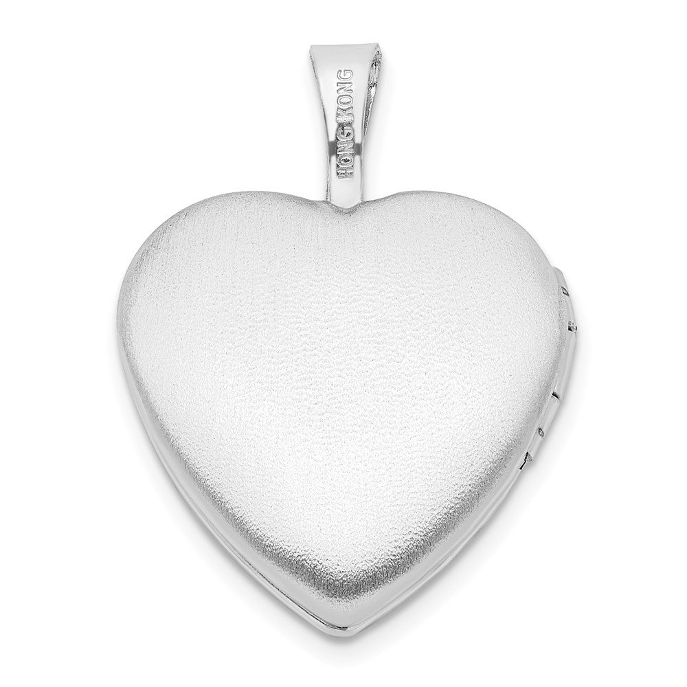 Sterling Silver Rhodium-plated 16mm Paw Print Heart Locket