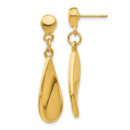 14k Yellow Gold Tear Drop Dangle Earrings