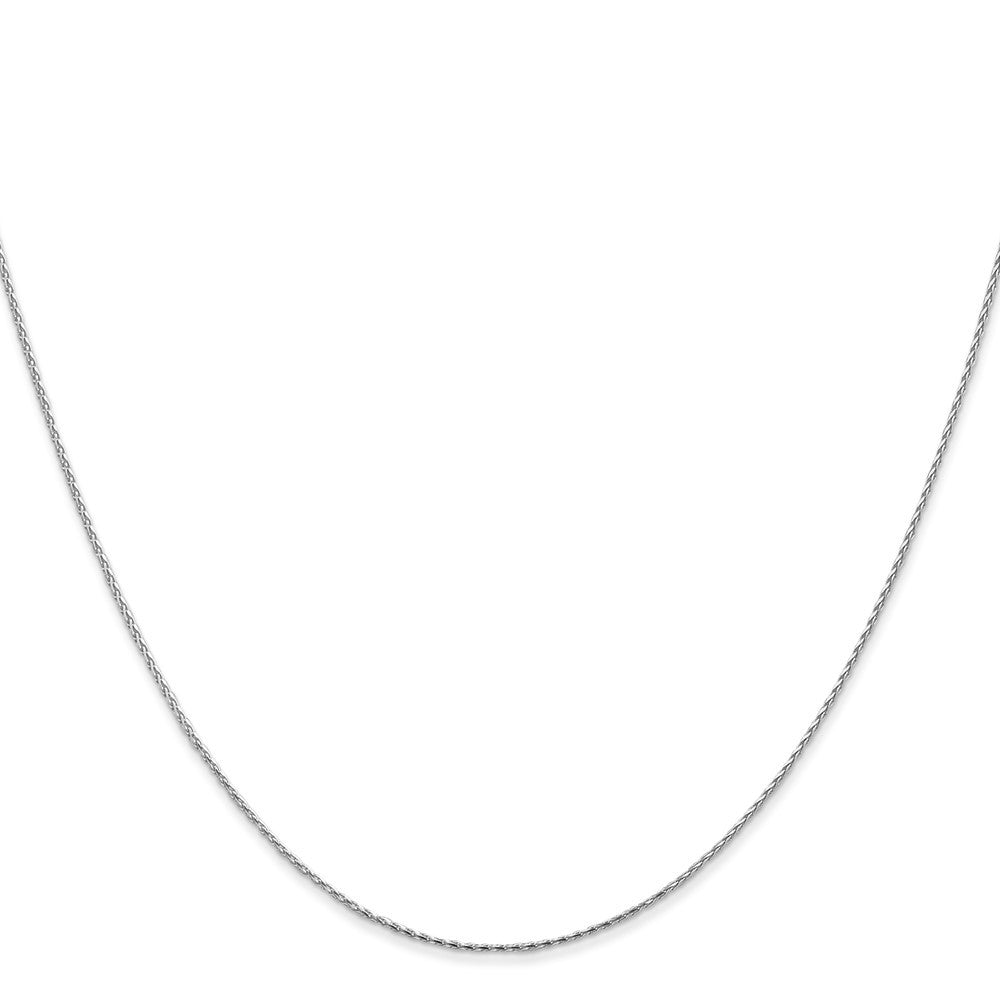 14K White Gold 14" .8mm Diamond-cut Parisian Wheat Chain Necklace