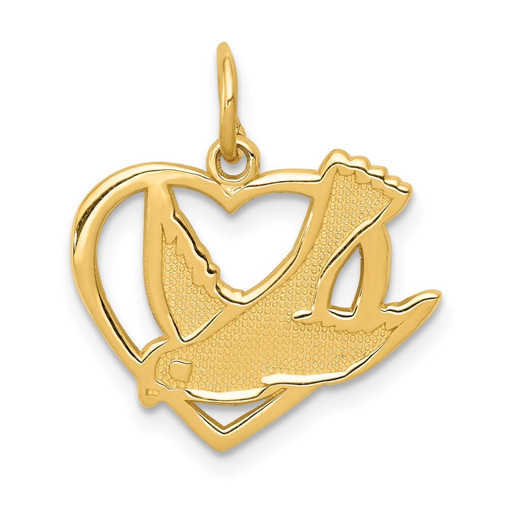 14k Yellow Gold Peace Bird Charm Pendant for Women