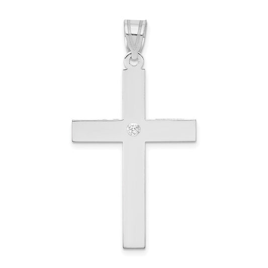 14k White Gold .02ct. Diamond Cross Pendant for Women