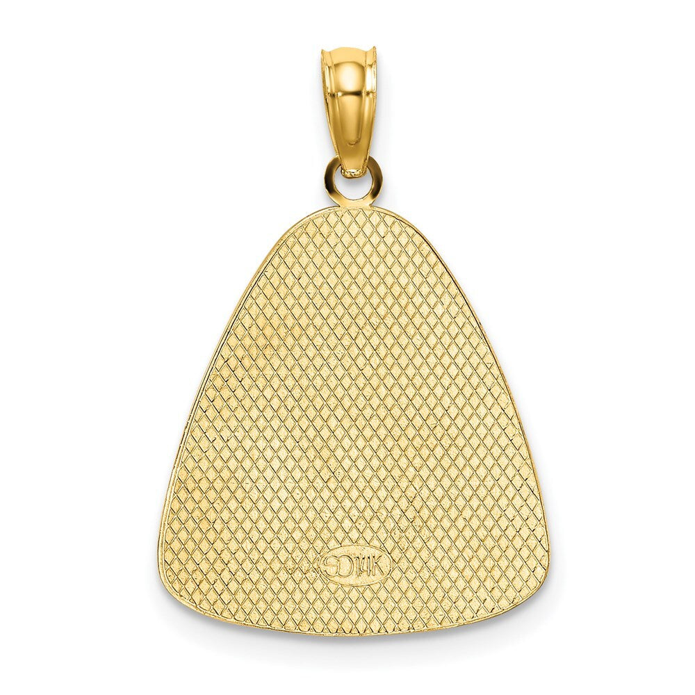 14k Yellow Gold Rhodium Angel Praying Halo On Triangle Disc