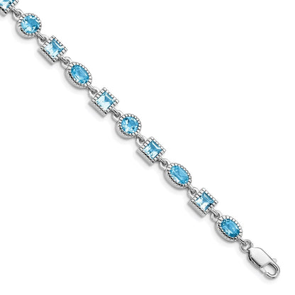 Sterling Silver Rhodium-plated Blue Topaz Bracelet