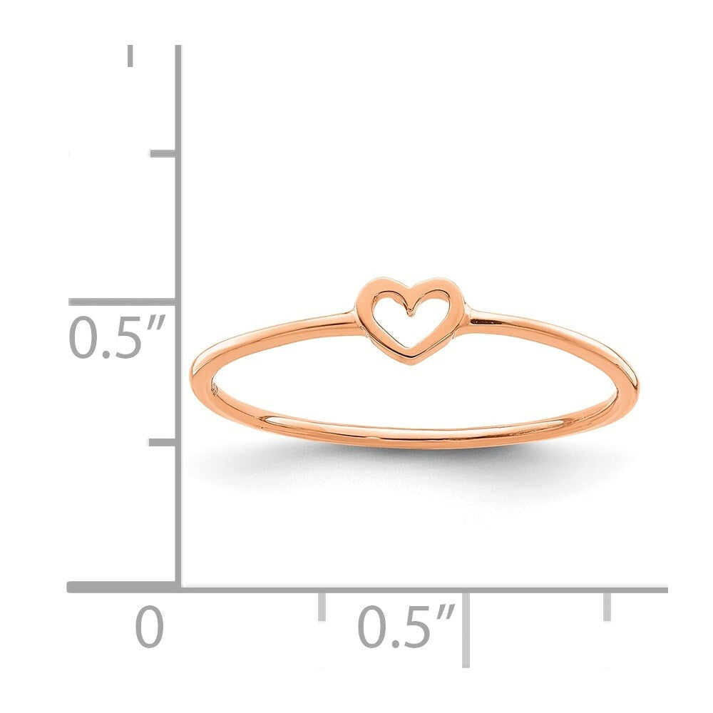 14K Rose Gold Polished Heart Ring Size 7
