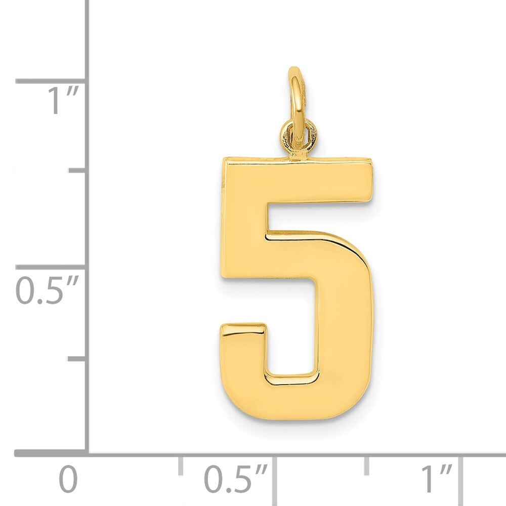14k Yellow Gold Large Polished Number 5 Charm Pendant for Women