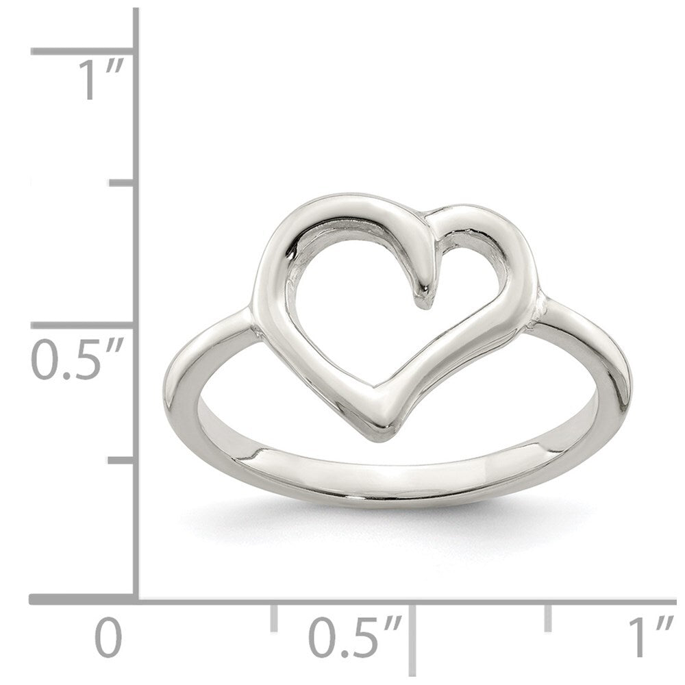 Sterling Silver Polished Heart Ring Size 6
