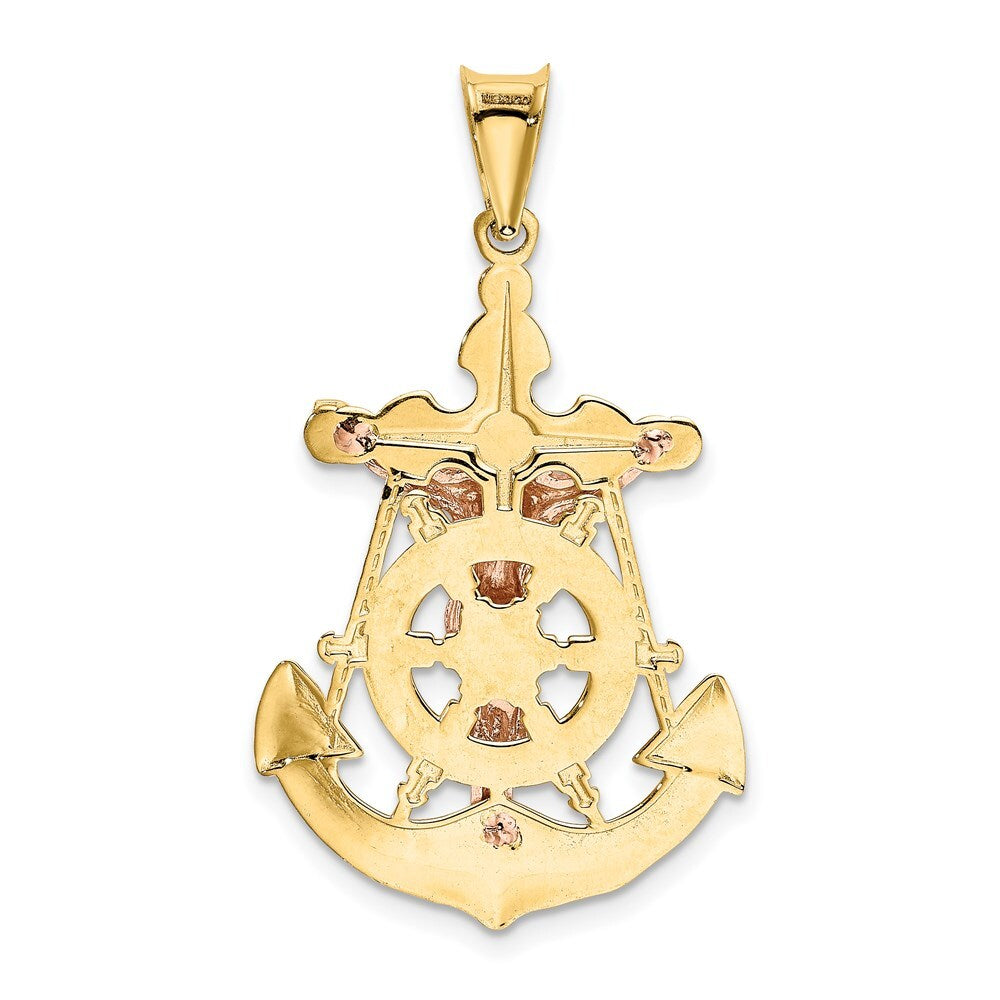 14k Tri-Color Gold Tri-Color Mariner Crucifix Pendant for Women