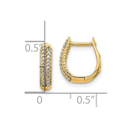 14k Yellow Gold Polished Diamond Hinged Hoop Earrings