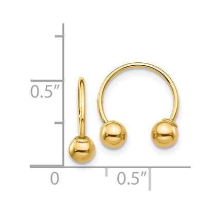 14k Yellow Gold Open Hoop Beaded Earrings Gift for Women