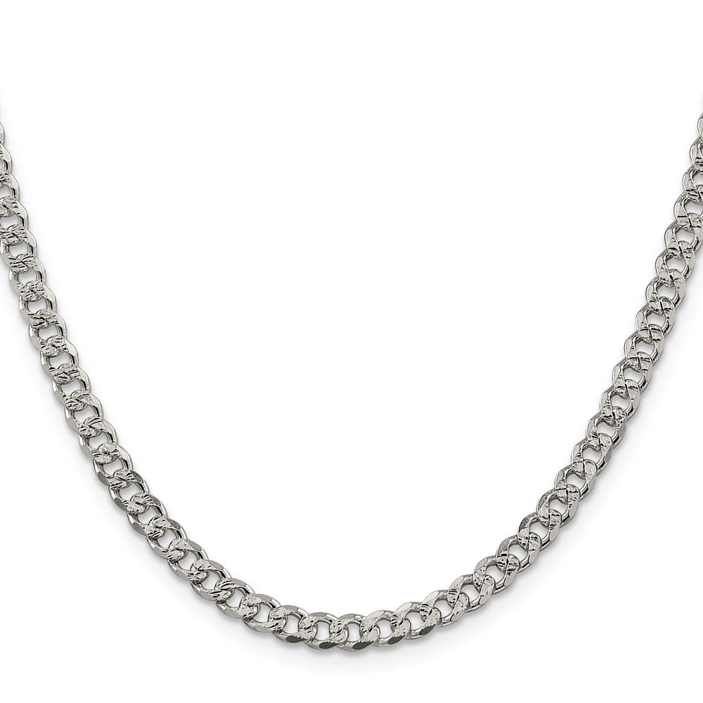 Sterling Silver 4.5mm Pave Curb Chain Necklace