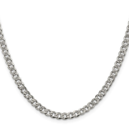 Sterling Silver 4.5mm Pave Curb Chain Necklace