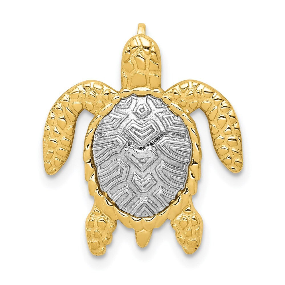 14k Two-tone Gold Turtle Pendant Slide for Women
