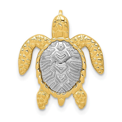 14k Two-tone Gold Turtle Pendant Slide for Women