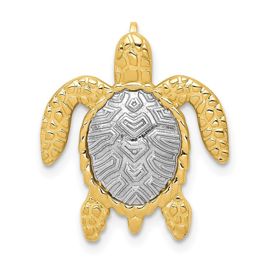 14k Two-tone Gold Turtle Pendant Slide for Women