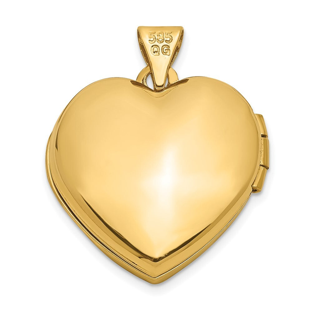 14k Yellow Gold Domed Heart Locket Pendant for Women