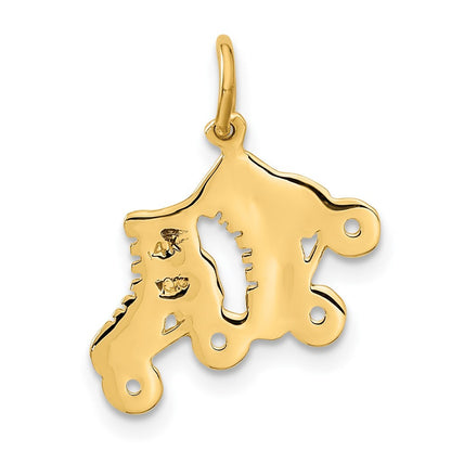 14k Yellow Gold Roller Skates Charm Pendant