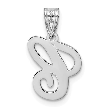 14K White White Gold Script Letter C Initial Pendant