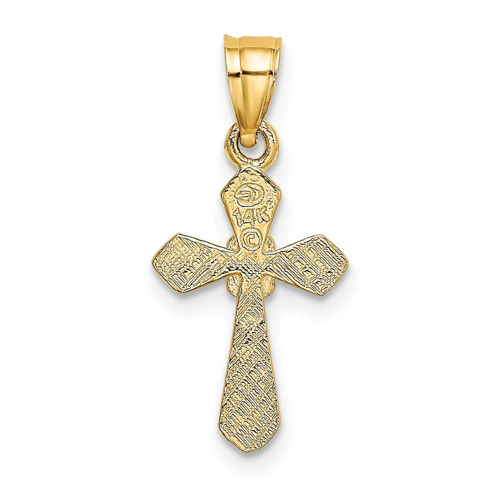 14k Yellow Gold Small Cross Flower Charm Pendant for Women
