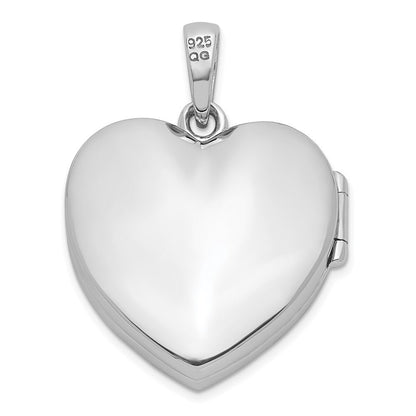 Sterling Silver Rhodium-plated Cubic Zirconia 23mm Heart Locket