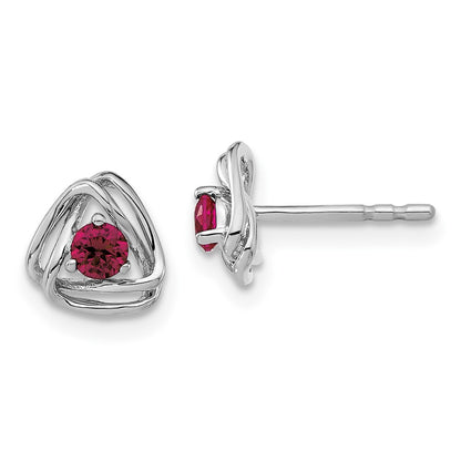14k White Gold Created Ruby Stud Earrings Gift for Women