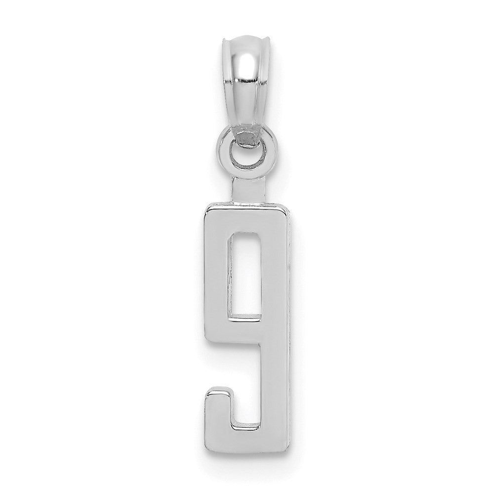 14K White Polished Number 9 Pendant