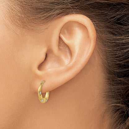 14k Yellow Gold & Rhodium Hoop Earrings